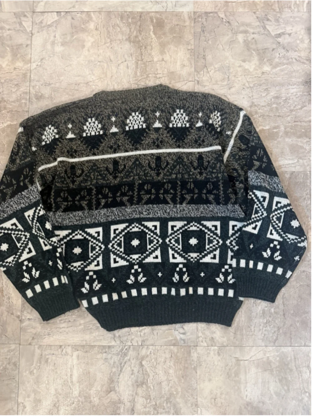 VTG 80’s Michael Gerald Black Fair Aisle Grandpa crew neck sweater size XL